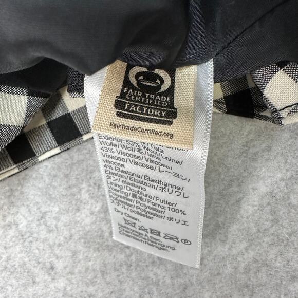 Madewell Single-Breasted Crewneck Vest Sz 4 Black White Gingham Wool Blend Lined - Picture 7 of 10